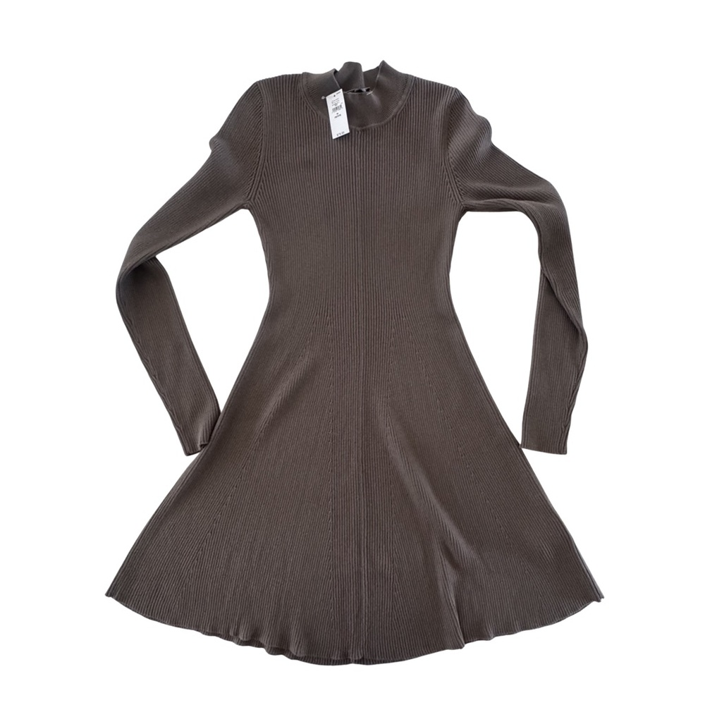 Gap Brown Rib Knit Mockneck Mini Dress Petite Medium NWT Quiet Luxury